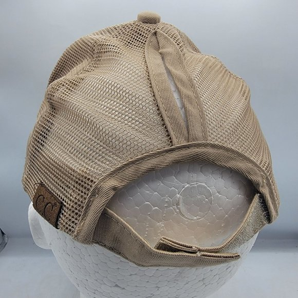 C.C Happy Camper Womens Ponycap Adjustable Hat Cap Comfort Breathable Casual - Picture 3 of 9